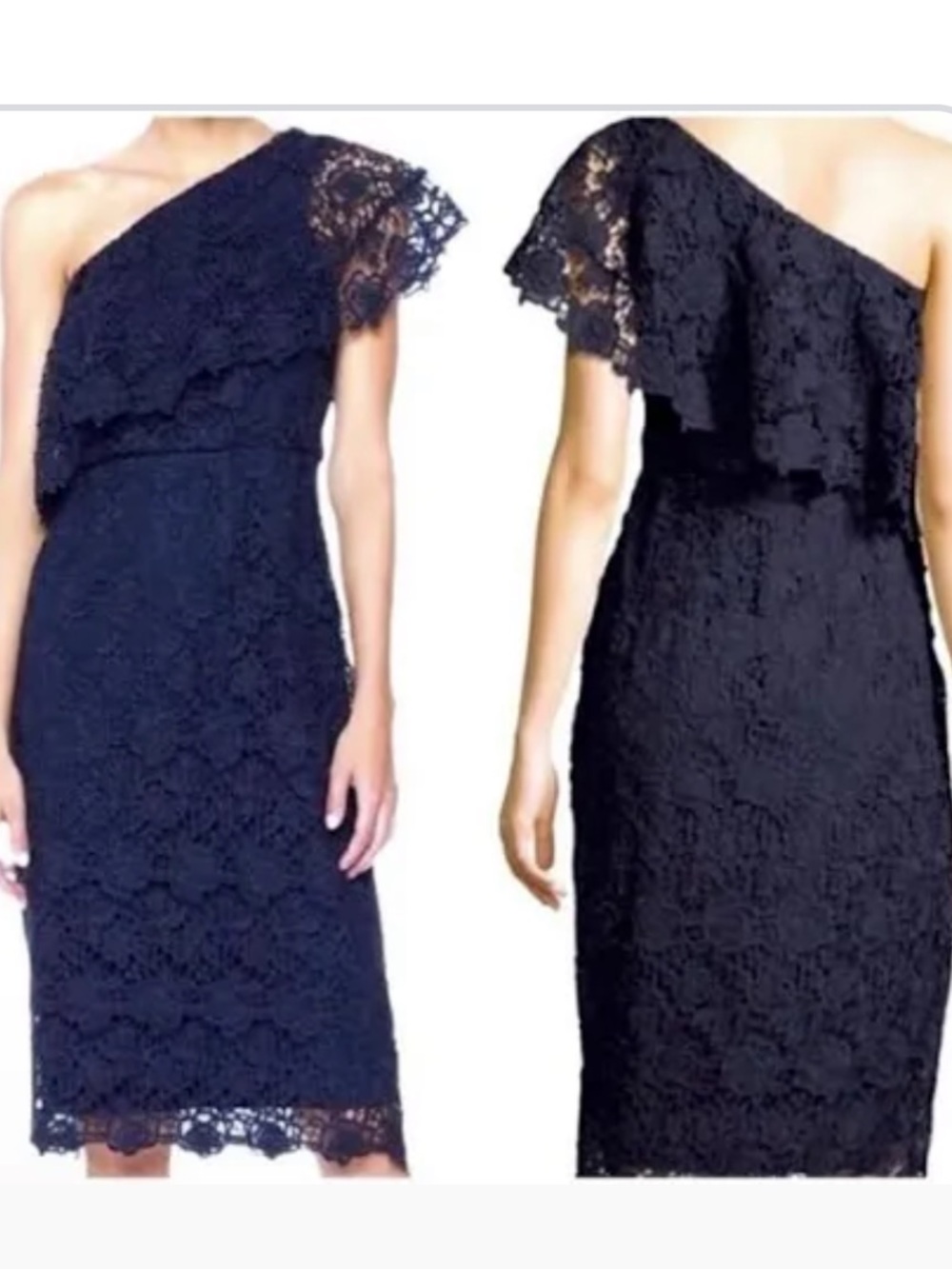 Nanette Lepore One-Shoulder Navy Midi Dress size 2